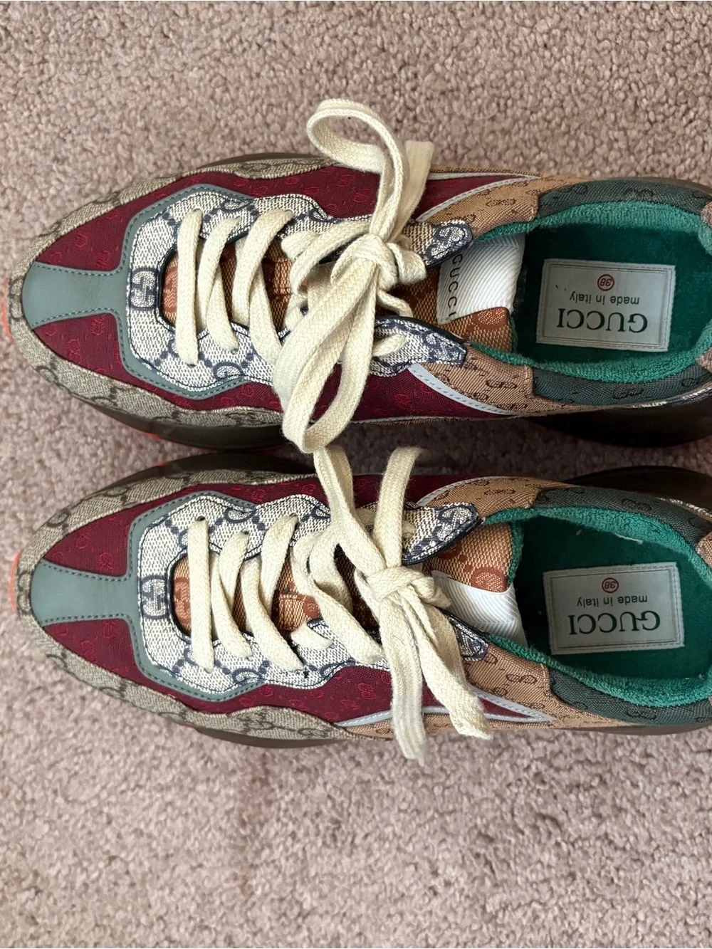 Gucci Multicolor GG Runner Sneakers - Burgundy, Green & Cream